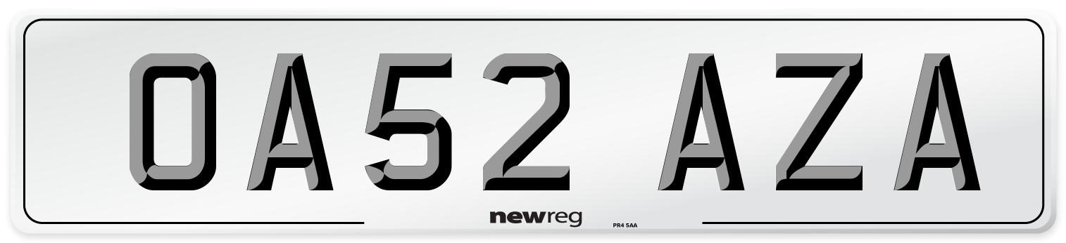 OA52 AZA Number Plate from New Reg